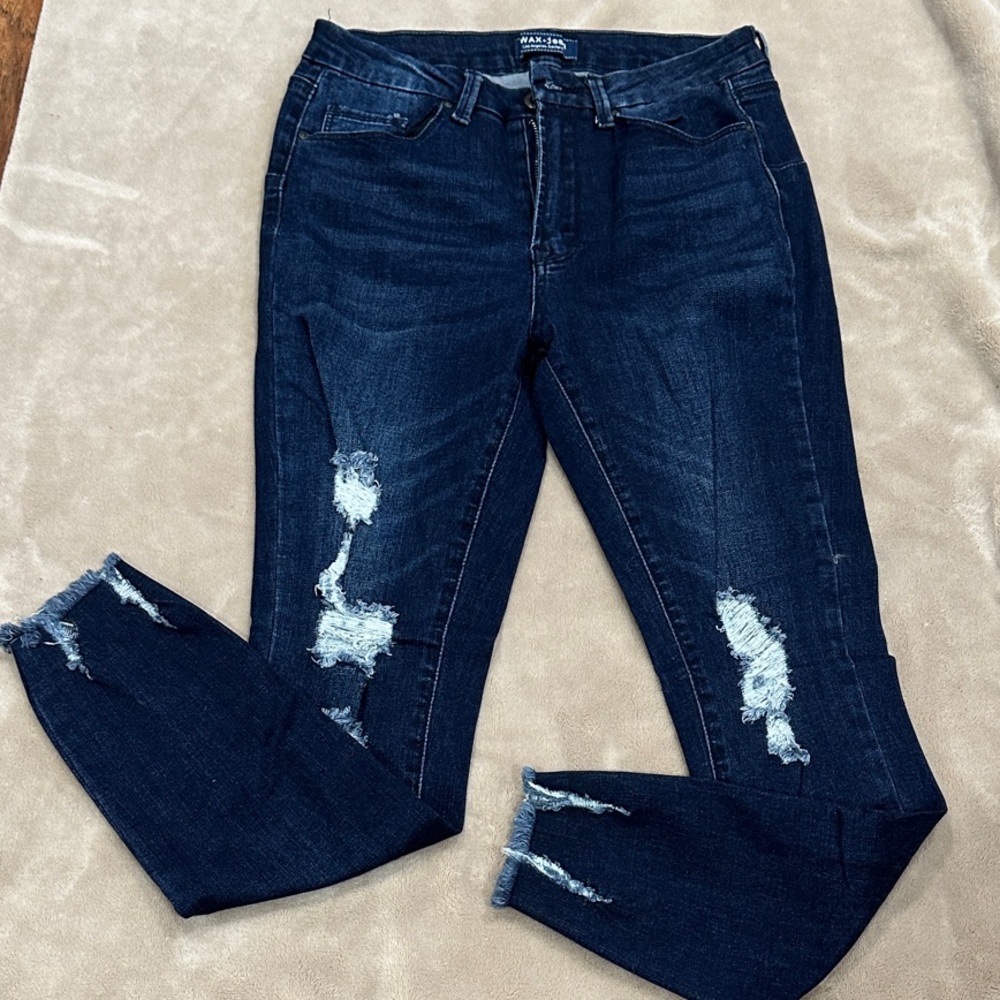 Wax Jean Midnight Blue Ripped Skinny Jeans